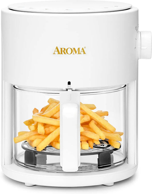 Glass Air Fryer and Countertop Convection Oven with Powerful 360Crispy Technology (3 Quart), White